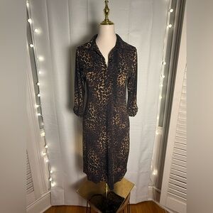 Sweet Long Sleeve Brown and Black Dress